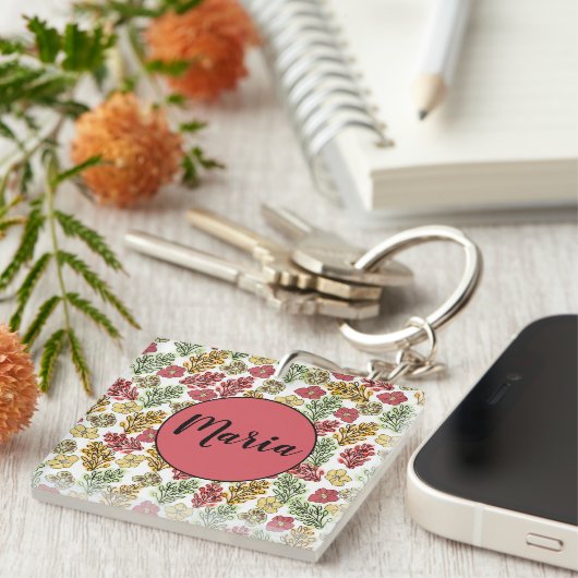 Valencia Floral and Vines Personalized Sleutelhanger (Voorkant Rechts)