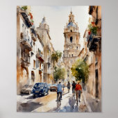 Valencia in Spanje Waterverf Poster (Voorkant)