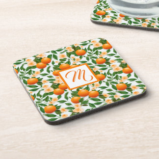 Valencia Oranje Bloesem Monogram Bier Onderzetter