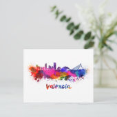 Valencia skyline in waterverf briefkaart (Staand voorkant)
