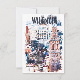 Valencia Spanje Architectuur Waterverf Stad Kaart