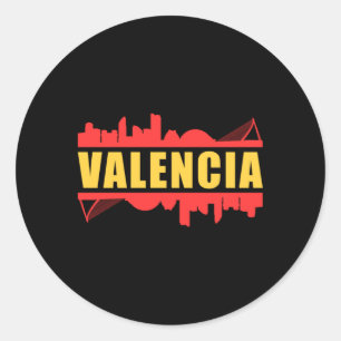 Valencia Spanje City Skyline Cityscape Grappig ges Ronde Sticker
