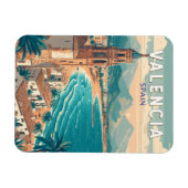 Valencia Spanje Illustratie Reizen Art Vintage Magneet (Horizontaal)
