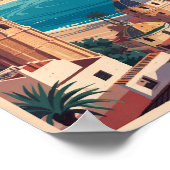 Valencia Spanje Kust Illustratie Reizen Art Retro Poster (Hoek)