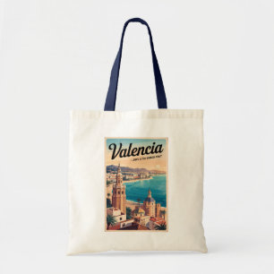 Valencia Spanje Kust Illustratie Reizen Art Retro Tote Bag