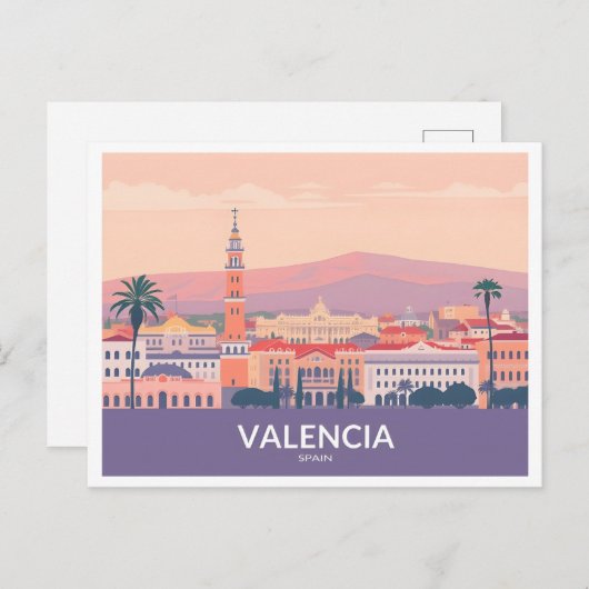 Valencia Spanje Oude Stad Pastelreizen Briefkaart (Voorkant / Achterkant)