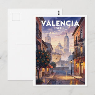 Valencia Spanje Reis in Retro Stijl Briefkaart