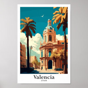 Valencia Spanje Reizen Illustratie Poster