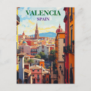 Valencia Spanje Reizen Kunst Vintage Feestdagenkaart