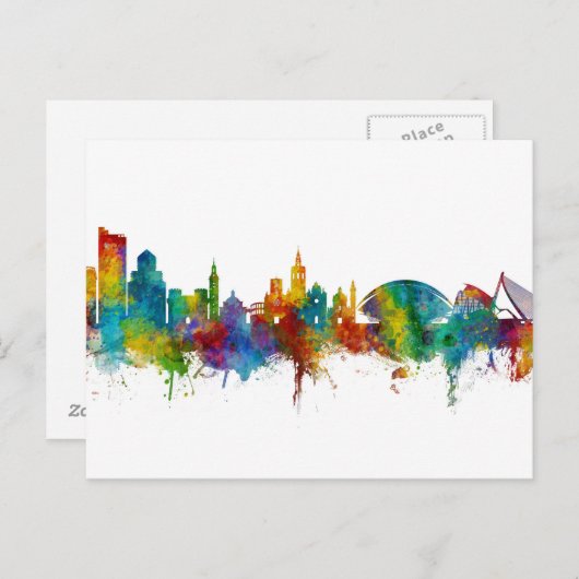 Valencia Spanje Skyline Briefkaart (Voorkant / Achterkant)