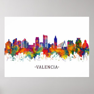 Valencia Spanje Skyline Poster