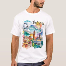 Valencia Spanje Stadslandschap Aquarel Reis Aangep