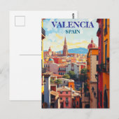 Valencia Spanje Travel Art Vintage Briefkaart (Voorkant / Achterkant)