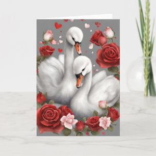 Valentijn 1 zwanen, Valentijn kaart, Ai gegenereer Bedankkaart