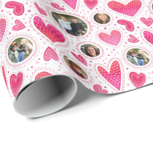 Valentijn Aangepaste foto Wacky Hearts Cadeaupapier