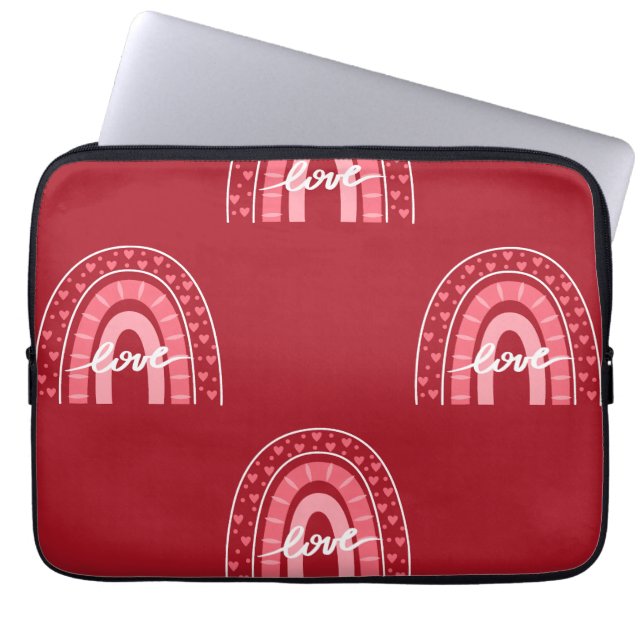 Valentijn achtergrond met hartenliefde laptop sleeve (Voorkant)