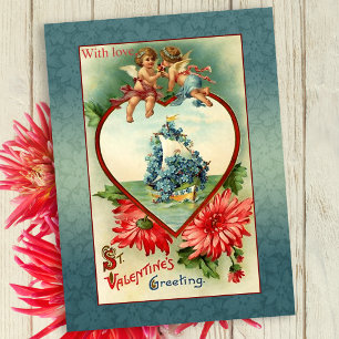 Valentijn Angels en vergeet-me-Nots Feestdagenkaart