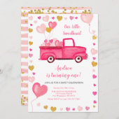 Valentijn auto hart roze verjaardag kaart (Voorkant / Achterkant)