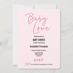 Valentijn Baby Love Sweet Pink XOXO Baby shower Kaart