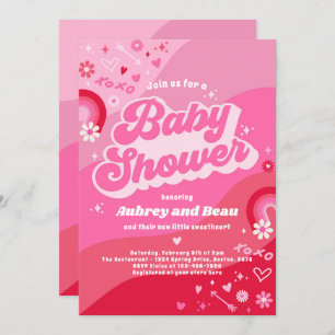 Valentijn Baby shower Groovy Baby Love Baby shower Kaart