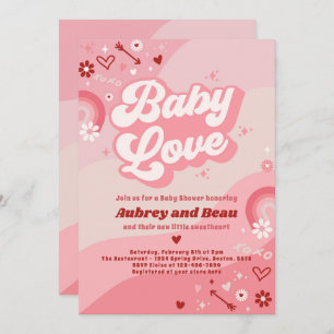 Valentijn Baby shower Groovy Baby Love Baby shower Kaart