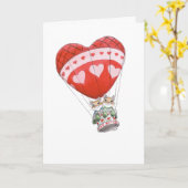 Valentijn Balloon Mice Kaart (Gele Bloem)