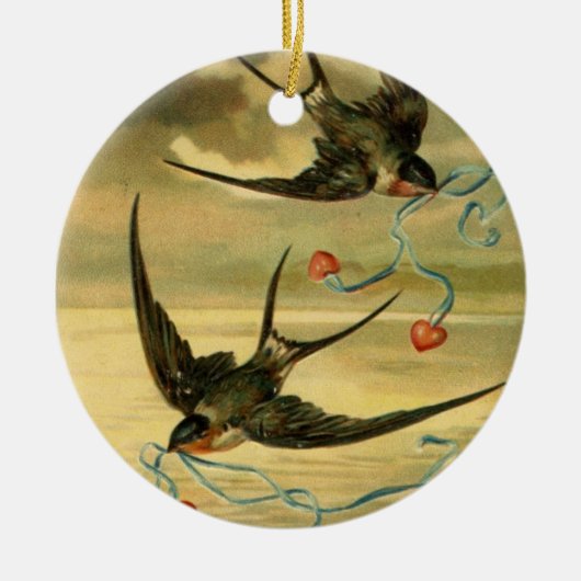 Valentijn Barn Swallows Keramisch Ornament (Voorkant)