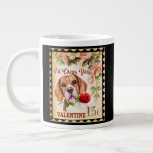  Valentijn beagle Dog met Roos Extra Grote Beker