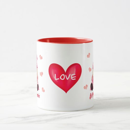 Valentijn ben mijn roze glanzend glitterhart mok (Midden)