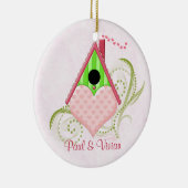 Valentijn Birdhouse Ornament met Achtergrond (Rechts)