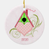 Valentijn Birdhouse Ornament met Achtergrond (Achterkant)