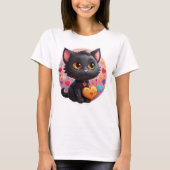 Valentijn Black Kitten T-shirt (Voorkant)
