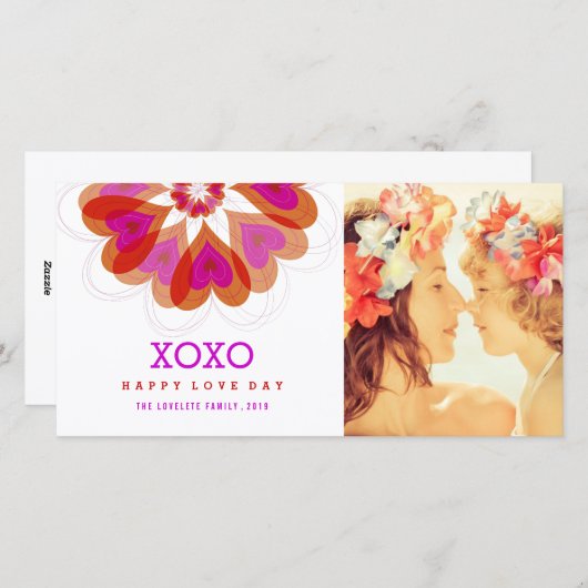 Valentijn Bloem Liefde Hart Groet Foto Kaart (Voorkant / Achterkant)