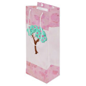 Valentijn Bloesems Schattige Mixed Media Wijn Cadeautas (Achterkant Gekanteld)