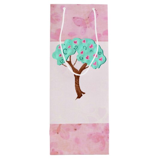 Valentijn Bloesems Schattige Mixed Media Wijn Cadeautas (Achterkant)