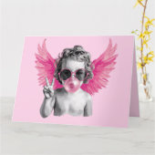 Valentijn Blowing Bubble Cupido Valentijnsdag Kaart (Gele Bloem)