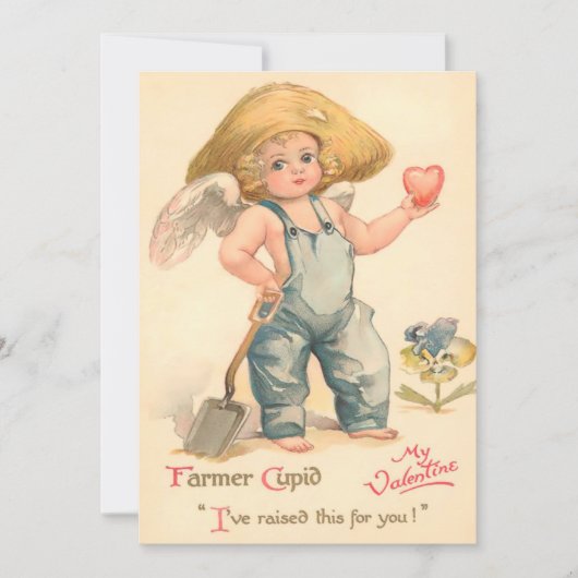  Valentijn boer Cupid Flat Card Feestdagenkaart (Voorkant)