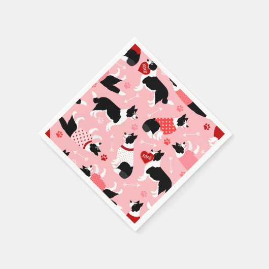 Valentijn Border Collie Pattern Servet (Hoek)