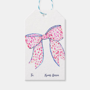 Valentijn Bow Pink Blue Gift Label, gepersonalisee Cadeaulabel
