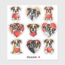 Valentijn Boxer Dog set van 9 stickers