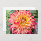 Valentijn briefkaart met roze en gele mahlia (Voorkant / Achterkant)