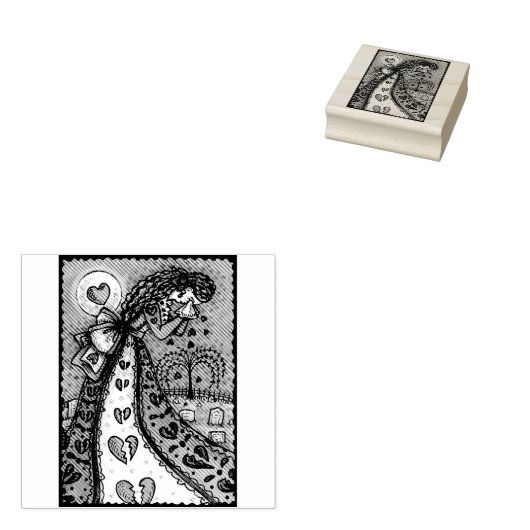 VALENTIJN BROKEN, VROUWENSTAMP RUBBERSTEMPEL (Gestempeld)