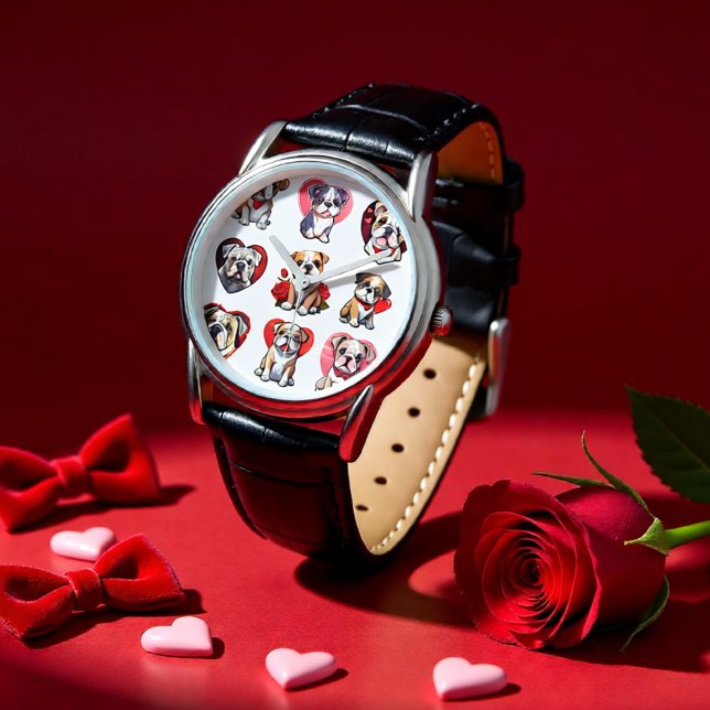 Valentijn Bulldog Horloge (Bulldog Valentine Heart Art Dog Lover Watch)