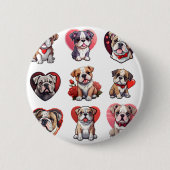 Valentijn Bulldog Ronde Button 5,7 Cm (Voorkant)
