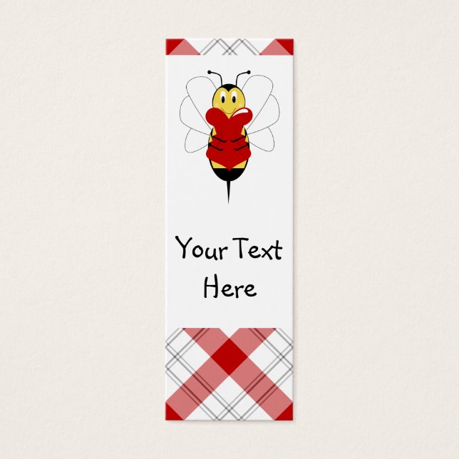 Valentijn Bumble Bee Bladwijzer Mini Visitekaartjes (Voorkant)