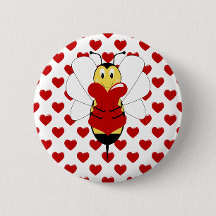 Valentijn Bumble Bee Button
