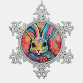 Valentijn Bunny Positieve vibes harten Tin Sneeuwvlok Ornament