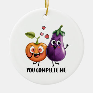 Valentijn Cadeau Aubergine Je maakt me compleet Keramisch Ornament