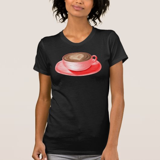 Valentijn Cappuccino Art Heart T-shirt (Voorkant)