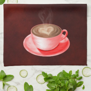 Valentijn Cappuccino Art Heart Theedoek
